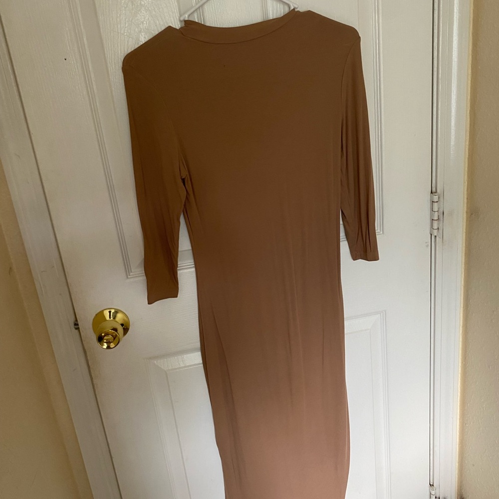 Elegant Tan Midi Dress